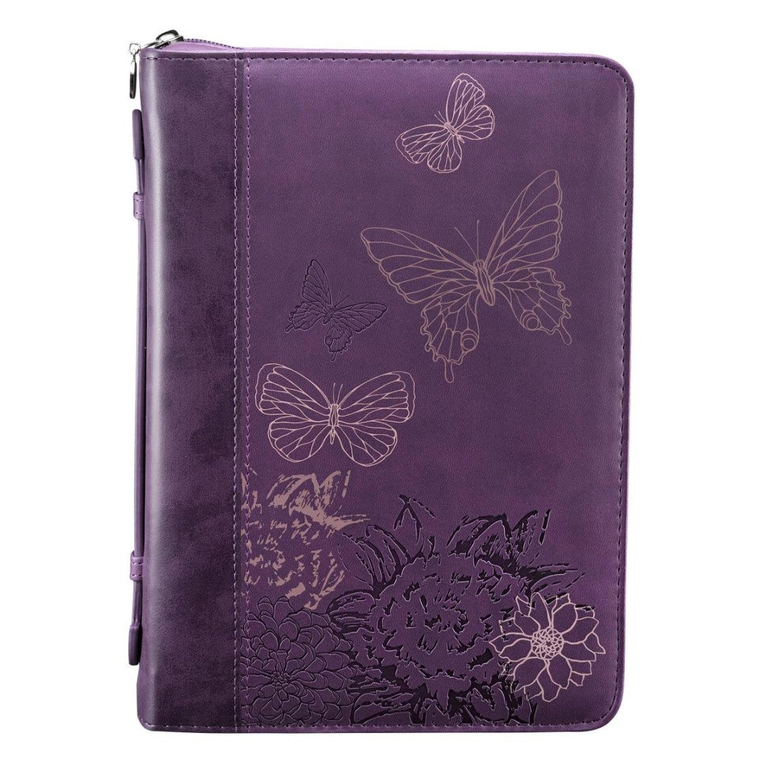 Butterfly Purple Bible Case, Large - Re-vived