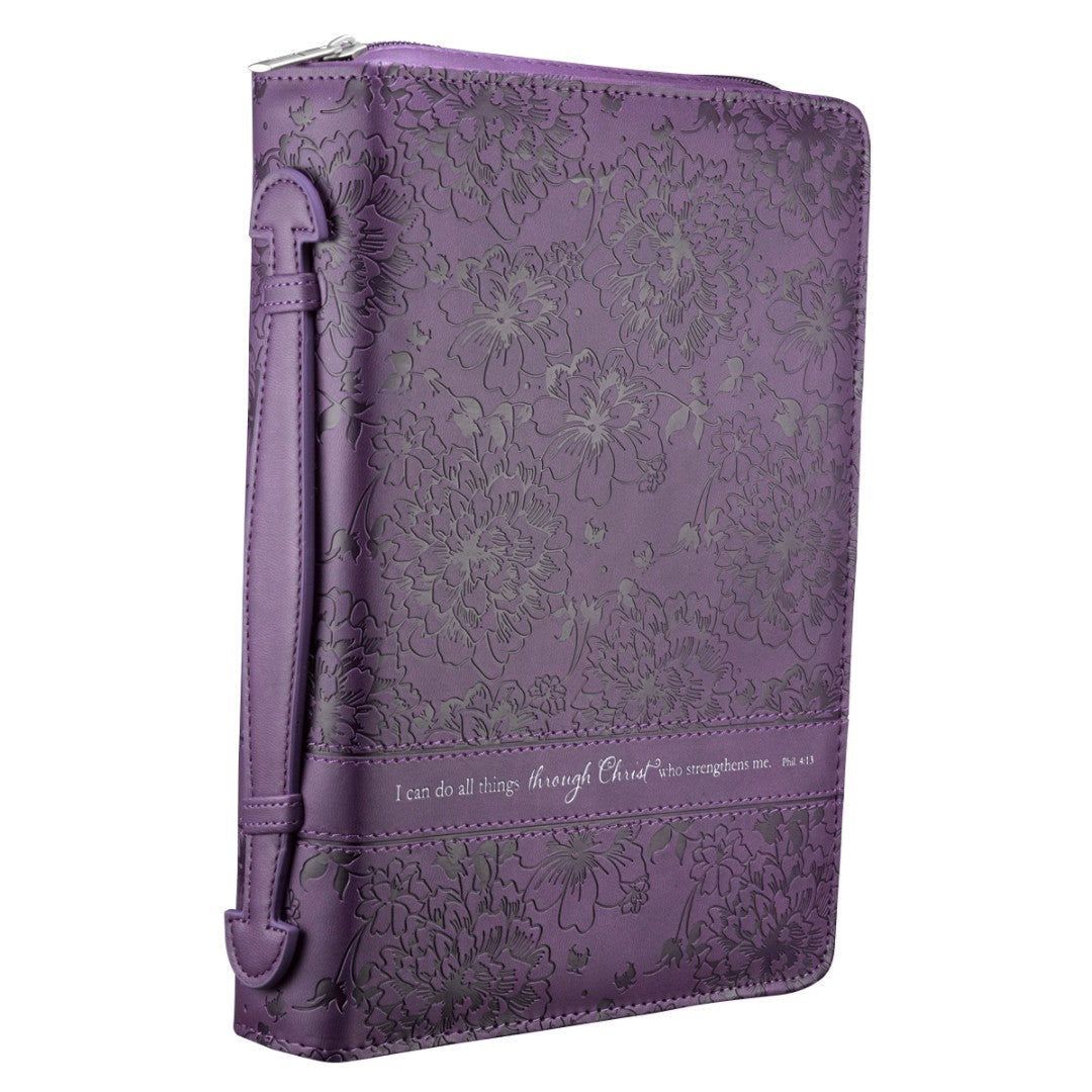 Philippians 4:13 Purple Bible Case, Large - Re-vived
