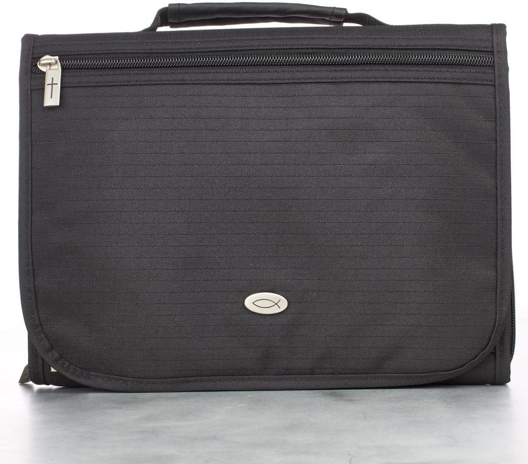 Fish Black Tri-Fold Bible Case, Medium - Re-vived