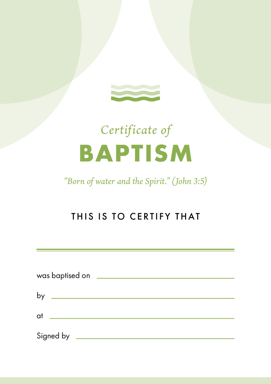 ETC Baptism Certificate A4 Portrait (pack of 10) - Re-vived
