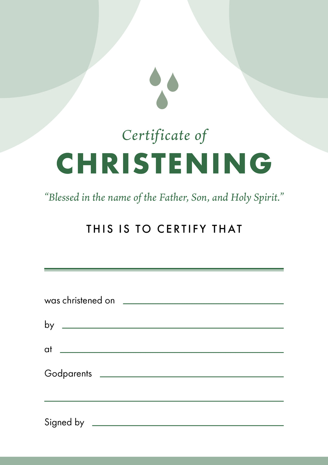 ETC Christening Certificate A5 Portrait - Re-vived