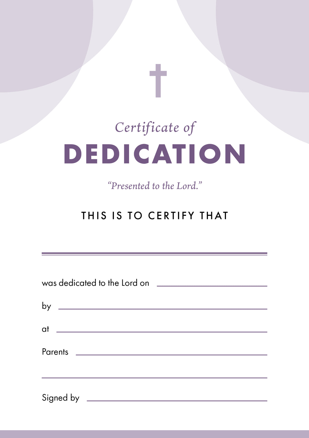 ETC Dedication Certificate A5 Portrait (pack of 10) - Re-vived