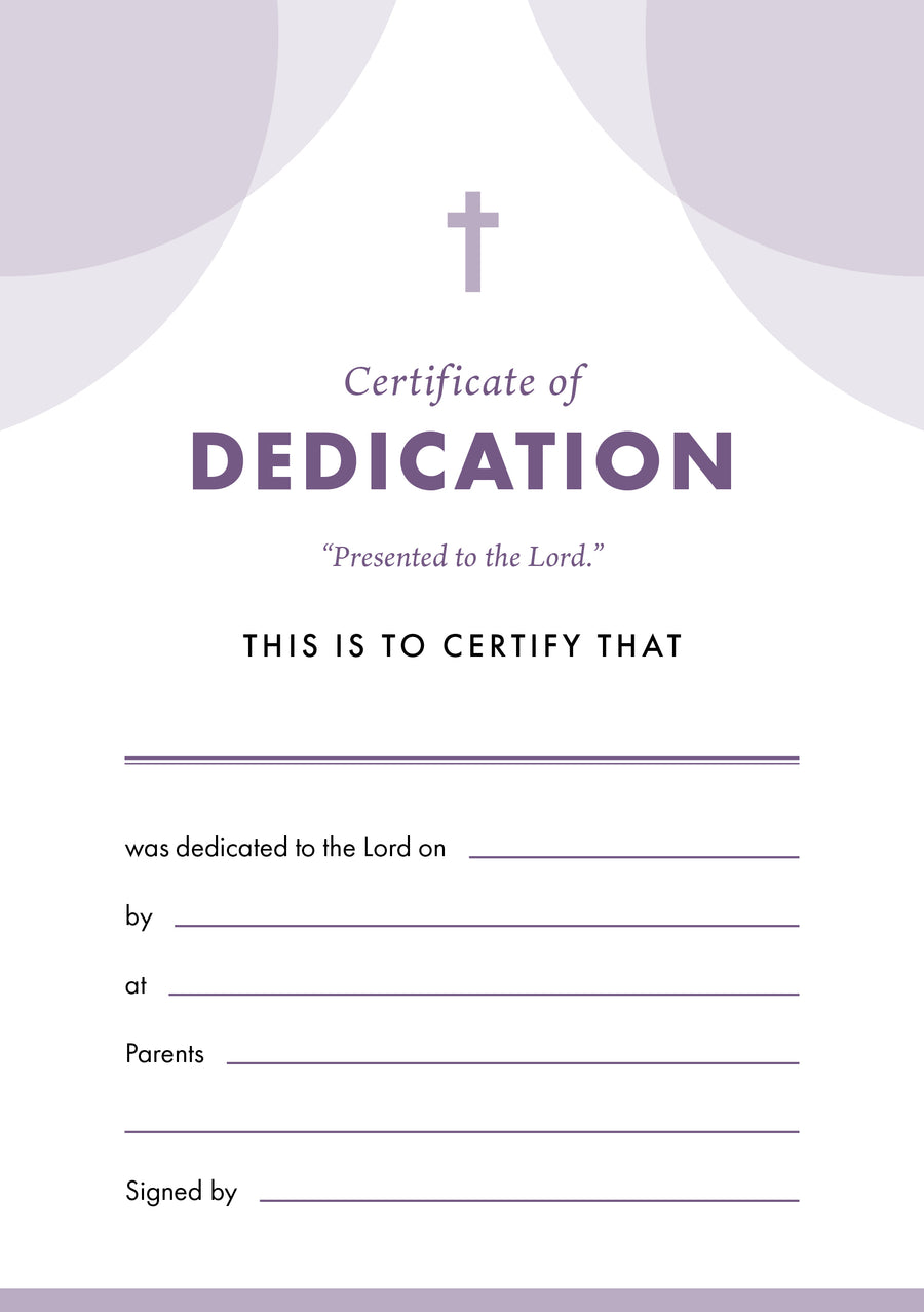 ETC Dedication Certificate A5 Portrait (pack of 10) - Re-vived