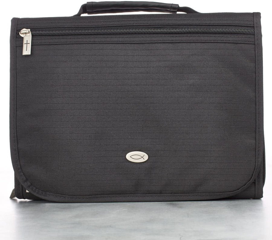 Fish Black Tri-Fold Bible Case, Large - Re-vived