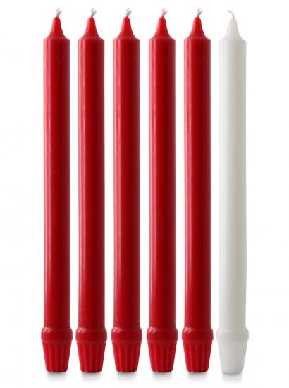 Advent Candles Set 12" x 1" - 5 Red, 1 White Fluted