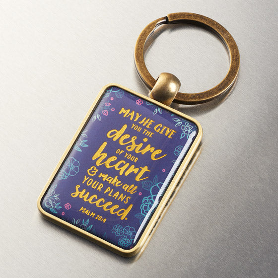 Psalm 20:4 Metal Keyring