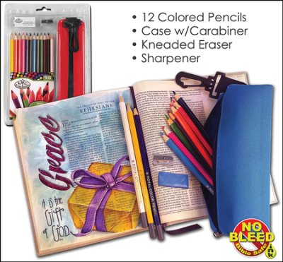 Coloured Pencil Set (12 pencils w/ Sharpener, Eraser & Case) - Re-vived