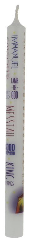 White Advent Candle (12 inches): Names of Jesus - Re-vived