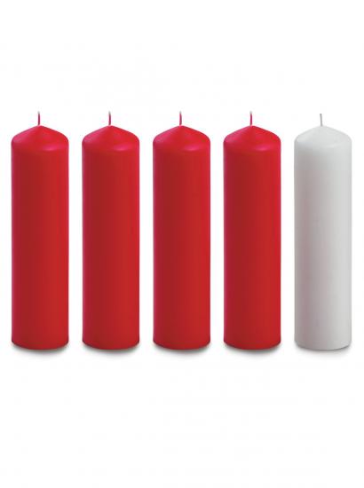 Advent Candle Set 8" x 2" - 4 Red, 1 White