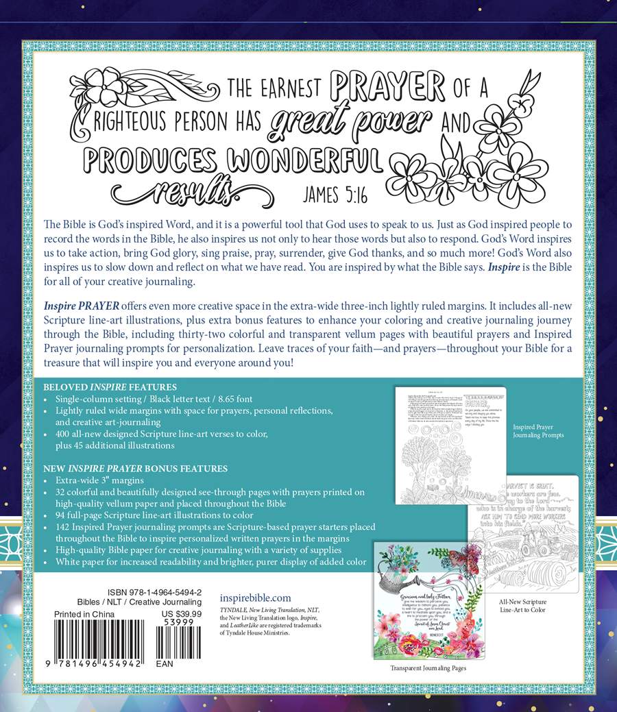 NLT Inspire PRAYER Bible (Softcover) - Re-vived