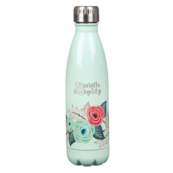 Strength & Dignity Floral Stainless Steel Water Bottle