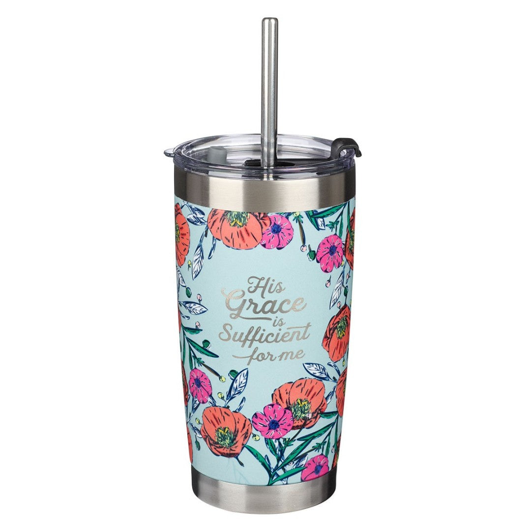 His Grace Stainless Steel Travel Mug with Reusable Straw - Re-vived