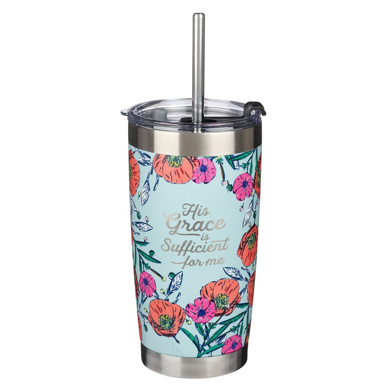 His Grace Stainless Steel Travel Mug with Reusable Straw