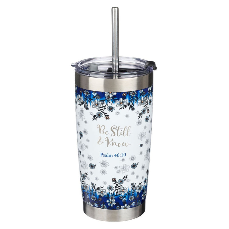 Be Still and Know Floral Stainless Steel Travel Mug