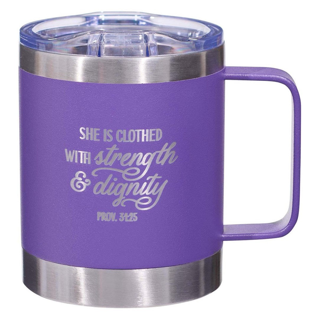 Strength and Dignity Purple Camp Style Stainless Steel Mug - Re-vived