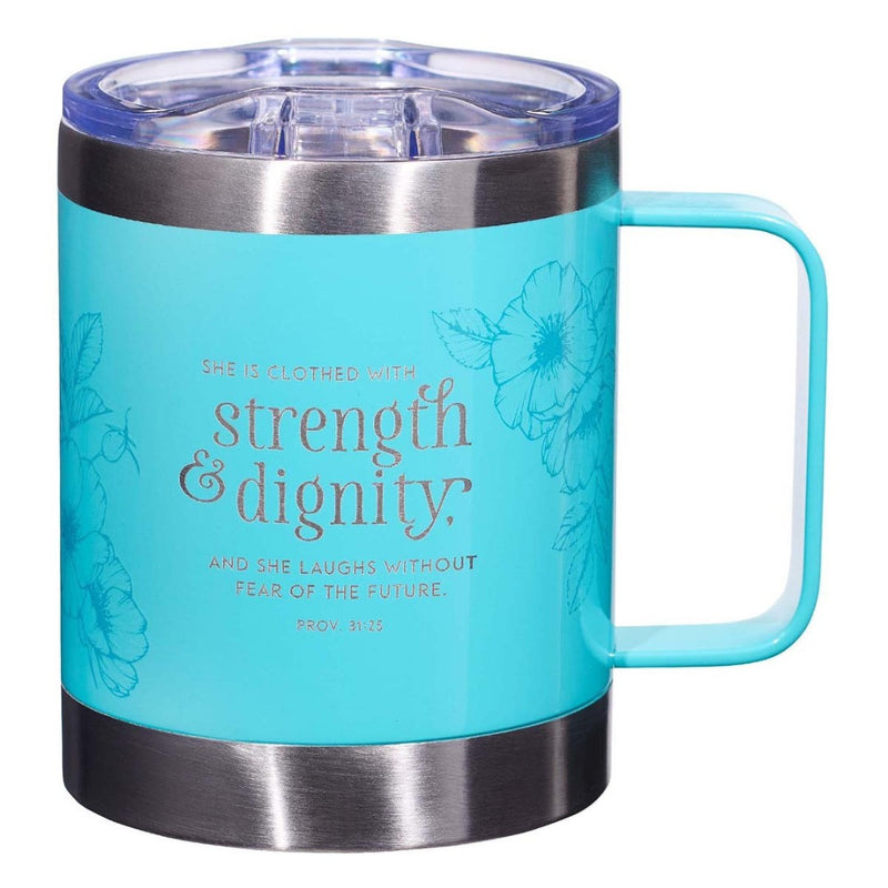 Strength & Dignity Teal Camp Style Stainless Steel Mug