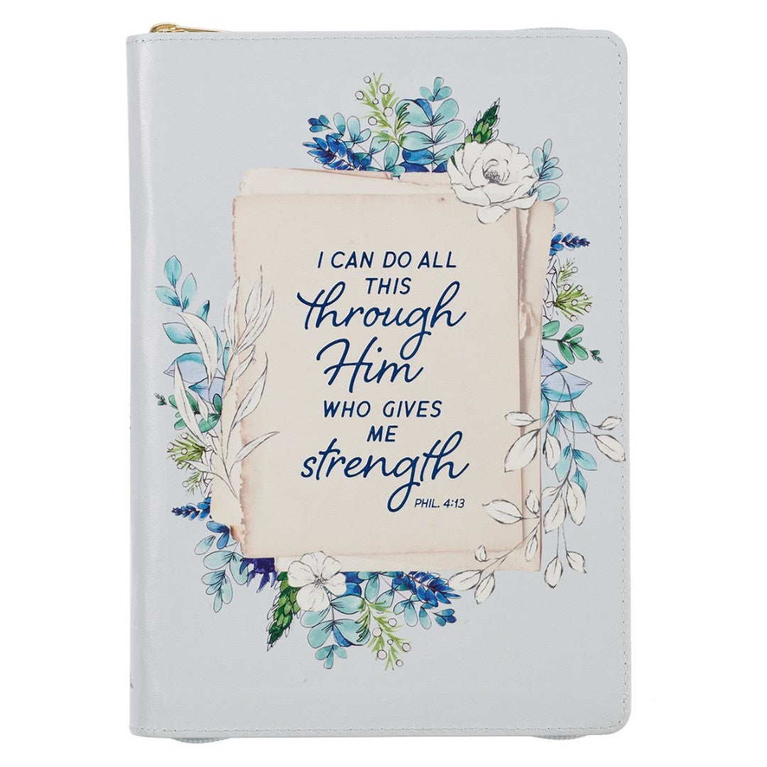 All Things Light Blue Faux Leather Classic Journal with Zip