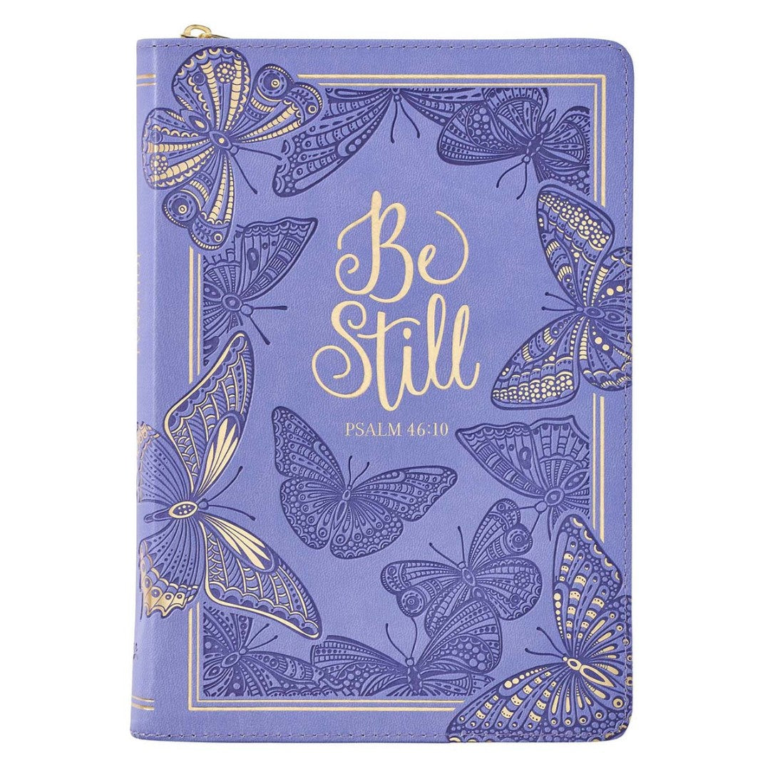 Be Still Butterfly Faux Leather Classic Journal with Zip