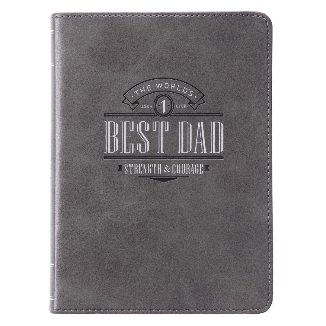 World's Best Dad Gray Faux Leather Handy-Sized Journal