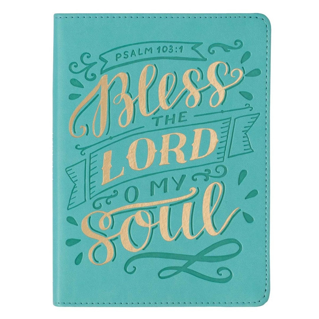 Bless the Lord Teal Faux Leather Handy-Sized Journal