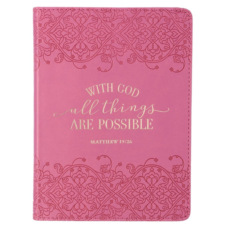 All Things Possible Pink Faux Leather Handy-Sized Journal