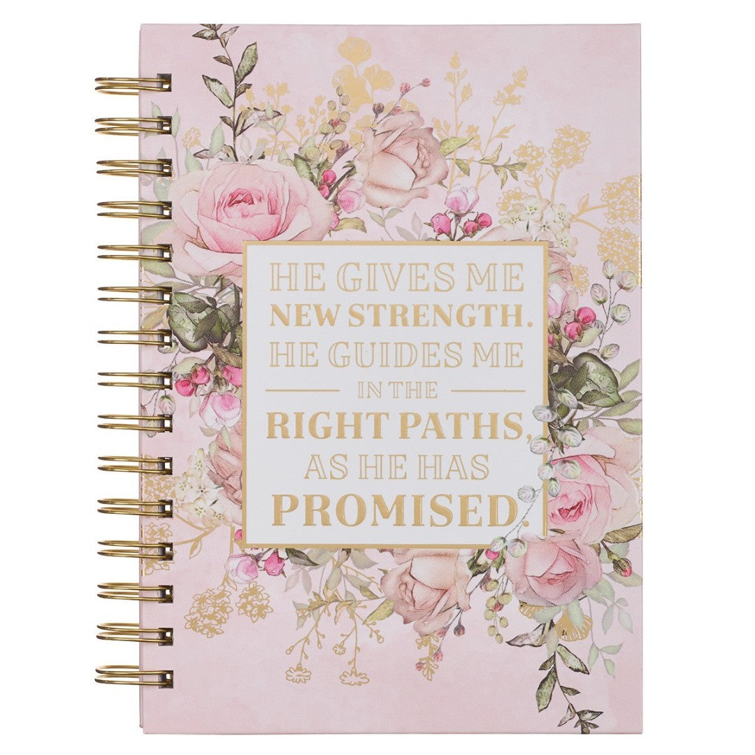 He Gives Me New Strength Large Wirebound Journal