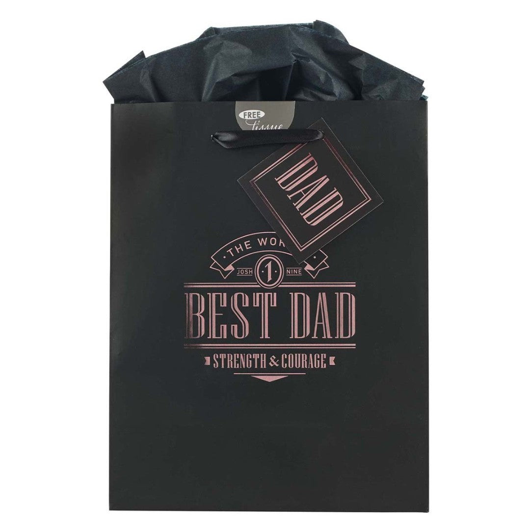 The World's Best Dad Black Medium Gift Bag - Re-vived
