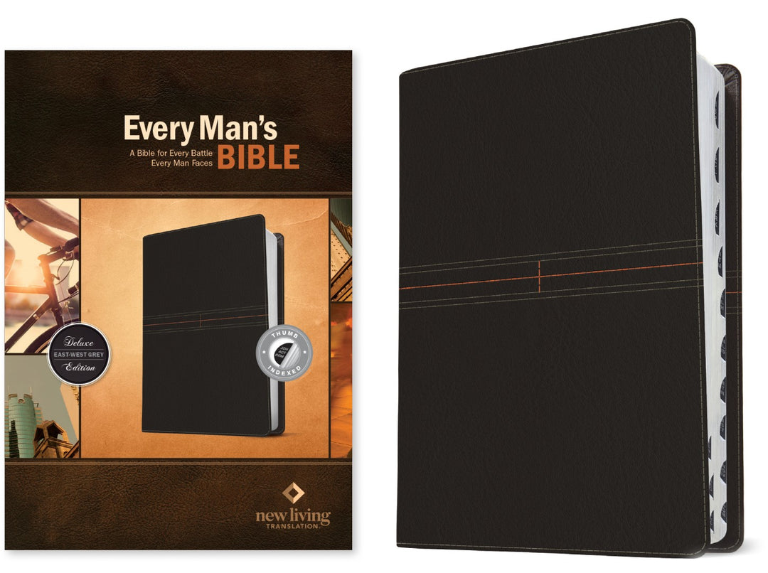 NLT Every Man's Bible, LeatherLike, East–West Grey, Indexed - Re-vived
