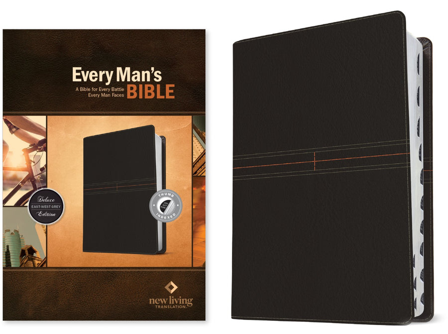 NLT Every Man's Bible, LeatherLike, East–West Grey, Indexed - Re-vived