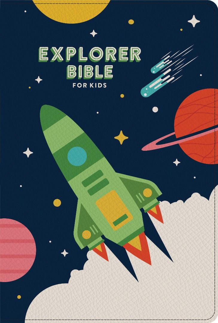 CSB Explorer Bible for Kids, Blast Off LeatherTouch, Indexed - Re-vived