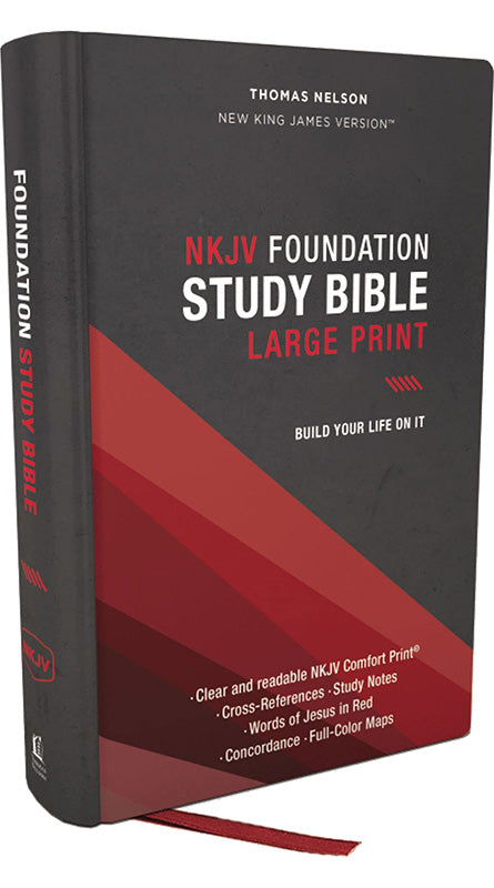 NKJV Foundation Study Bible Large Print, Red Letter, Indexed - Re-vived