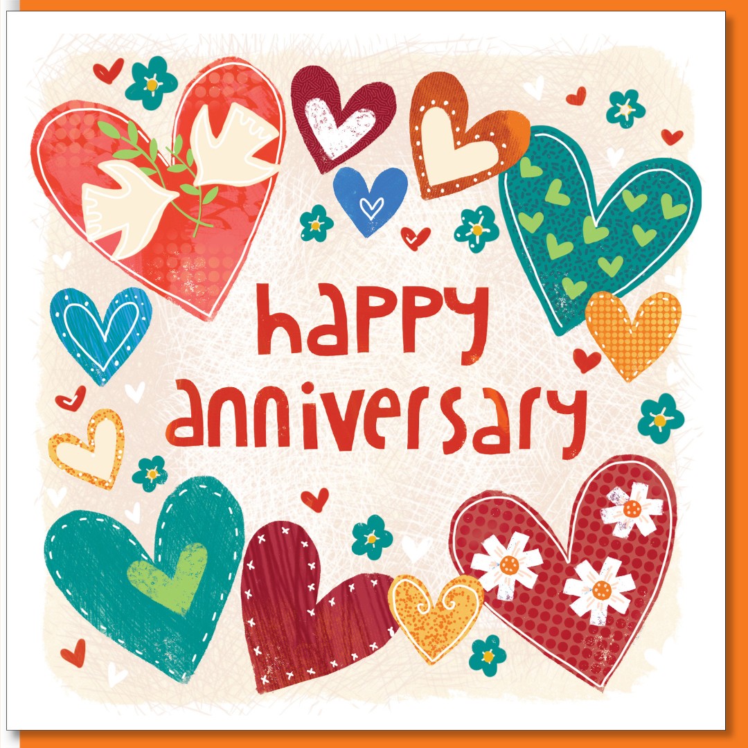Anniversary Hearts & Dove Greetings Card - Re-vived