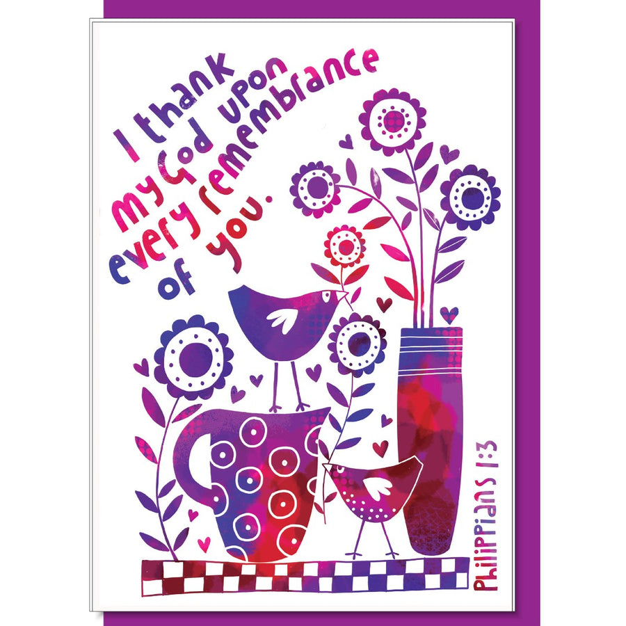 I Thank My God For You Greetings Card - Re-vived