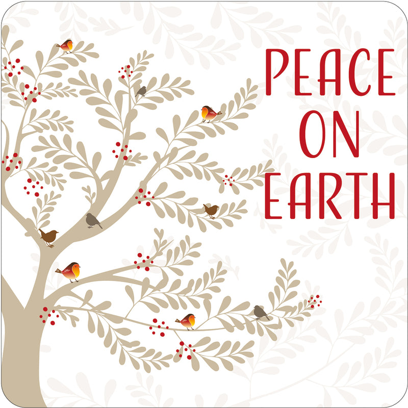 Peace on Earth Cork Christmas Coaster