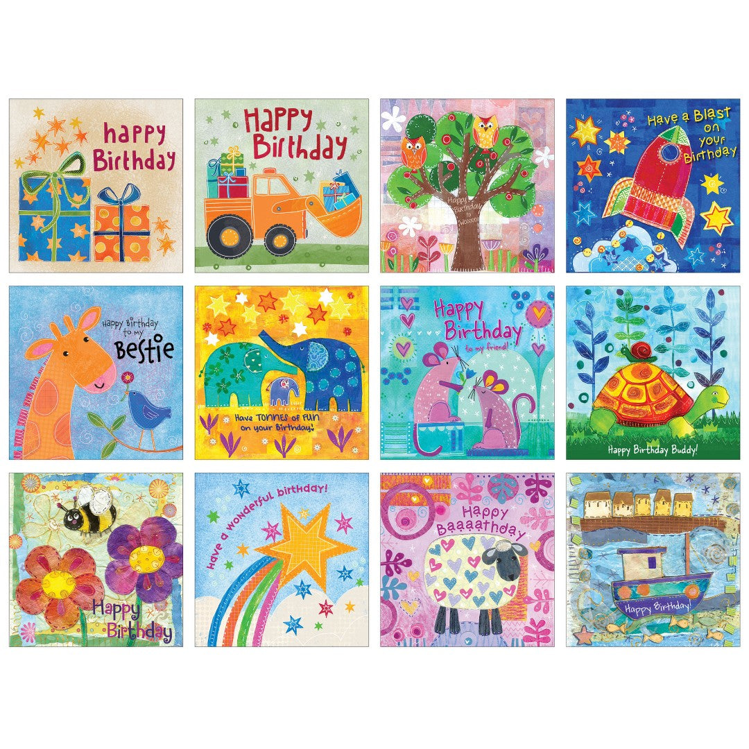 Eco-Friendly Children's Birthday Cards (pack of 12) - Re-vived