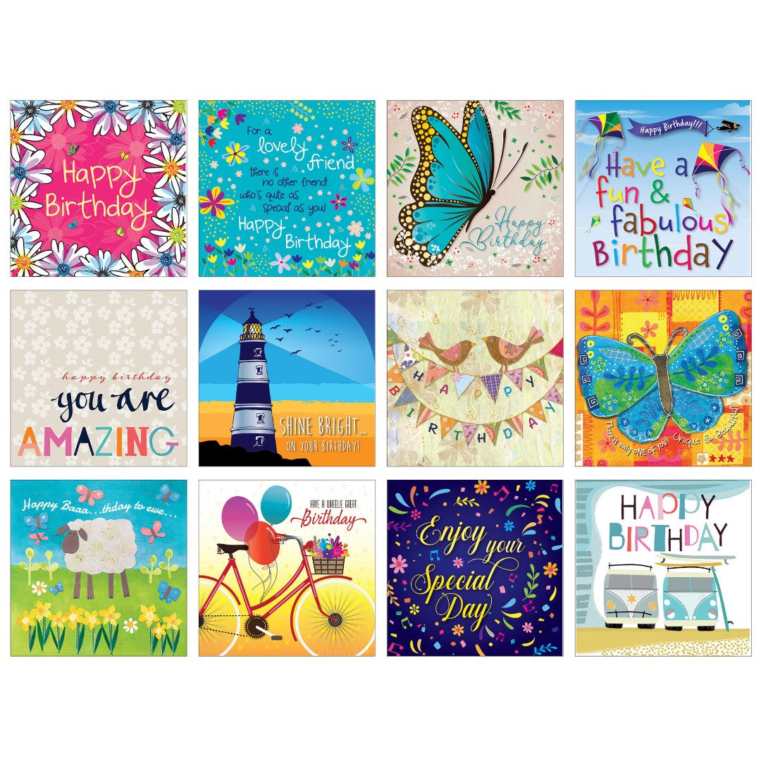 Eco-Friendly Birthday Cards Pack (pack of 12) - Re-vived