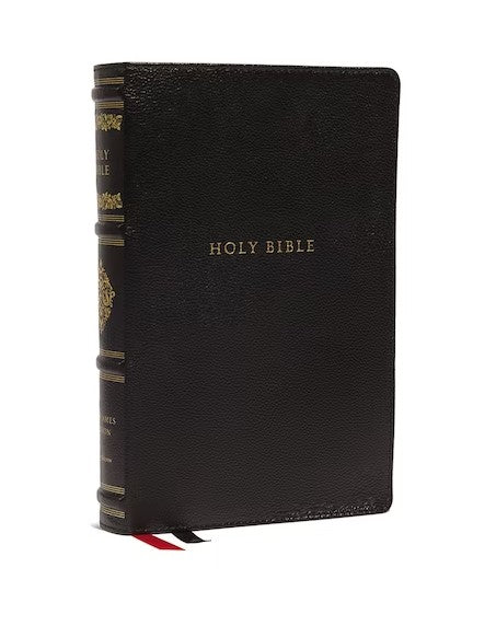 KJV Wide-Margin Reference Bible, Black Genuine Leather