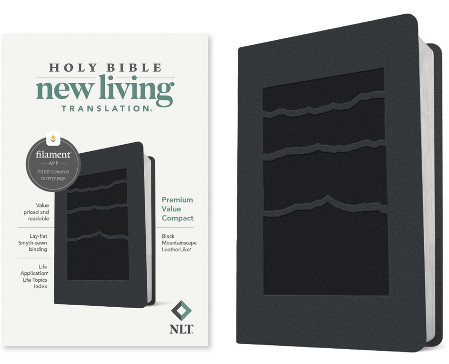 NLT Premium Value Compact Bible, Filament Edition, Black - Re-vived