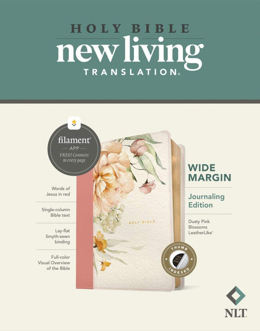 NLT Wide Margin Bible, Filament Edition, Dusty Pink, Indexed - Re-vived