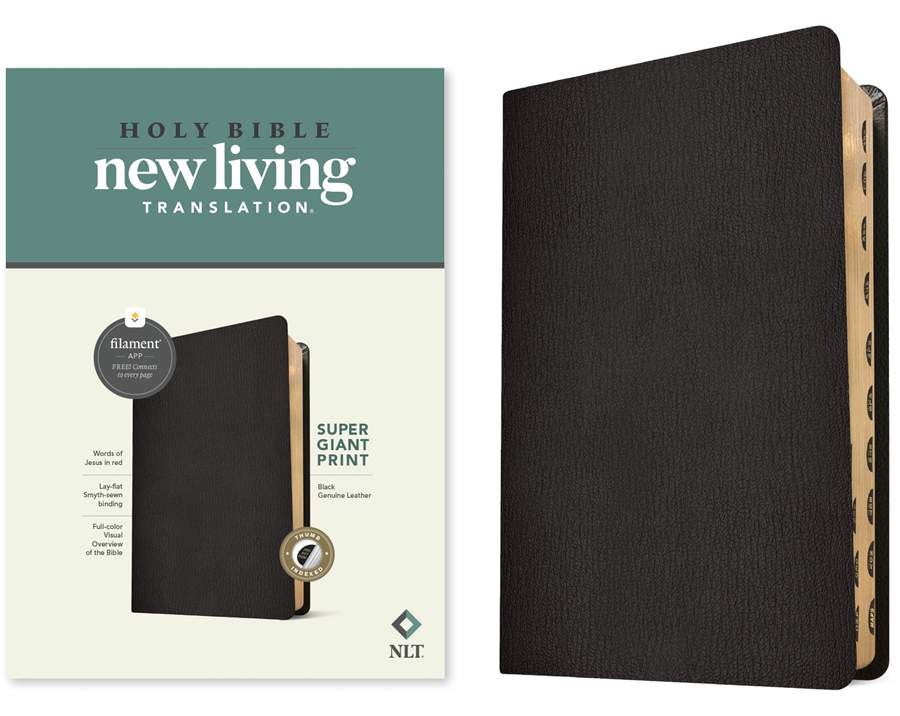 NLT Super Giant Print Bible Filament Edition, Black, Indexed - Re-vived