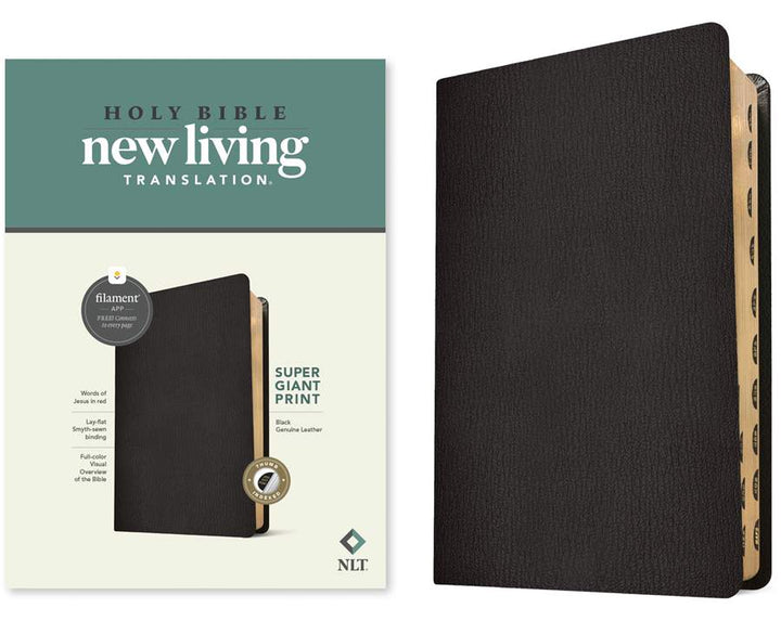 NLT Super Giant Print Bible Filament Edition, Black, Indexed - Re-vived