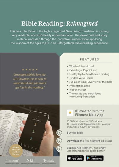 NLT Super Giant Print Bible Filament Edition, Black, Indexed