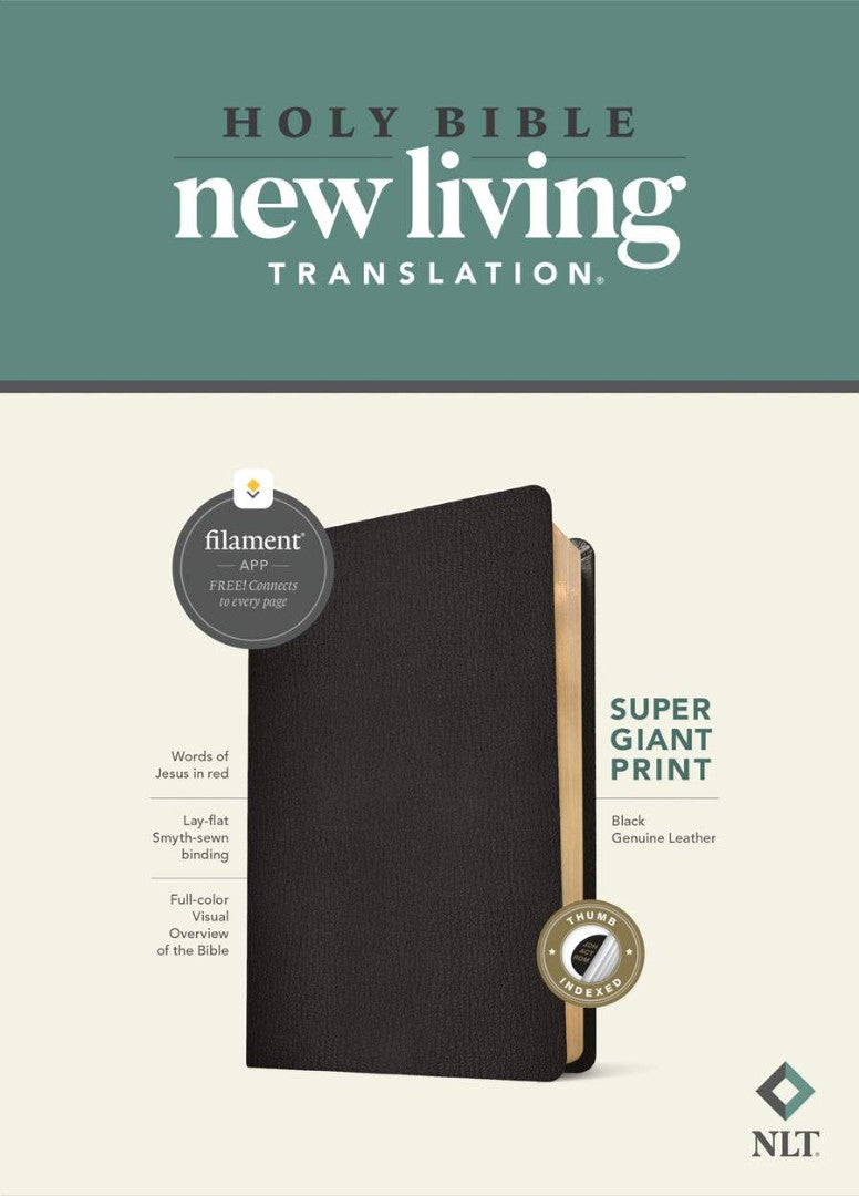NLT Super Giant Print Bible Filament Edition, Black, Indexed - Re-vived