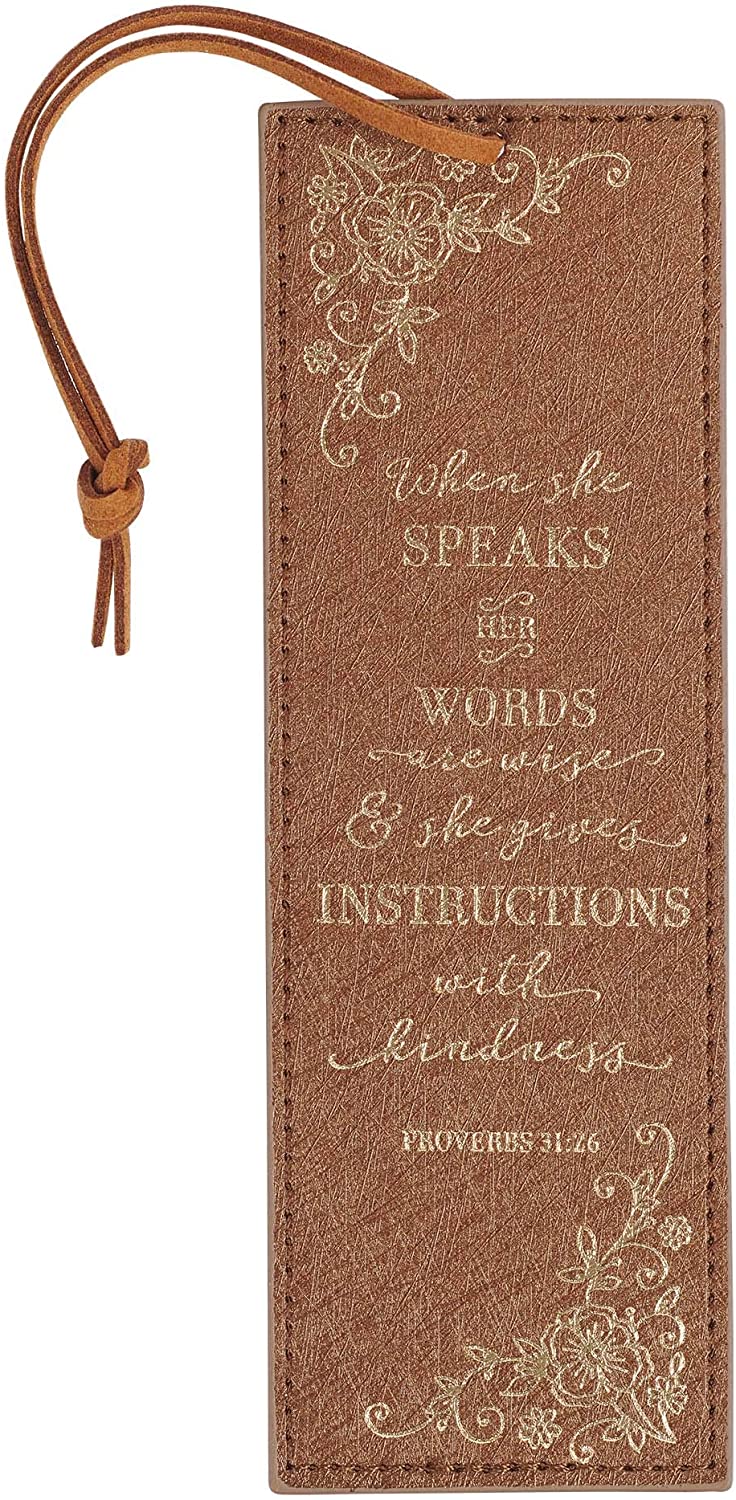 When She Speaks LuxLeather Bookmark, Brown - Re-vived
