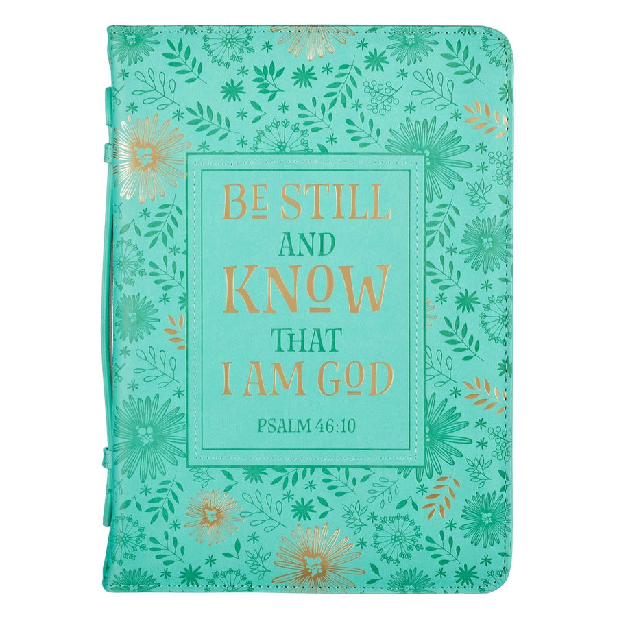 Be Still and Know Turquoise Fashion Bible Case, Large - Re-vived