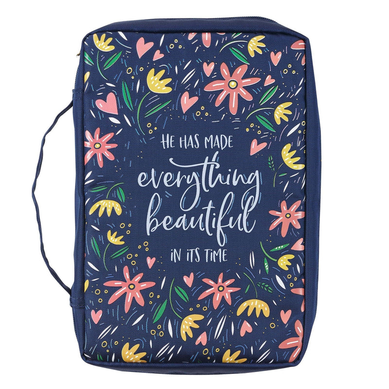Everything Beautiful Navy Floral Value Bible Case, Large