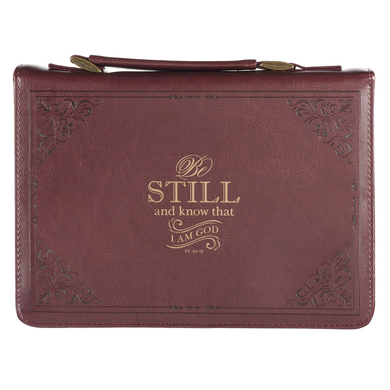 Be Still and Know Burgundy Classic Bible Cover, Large