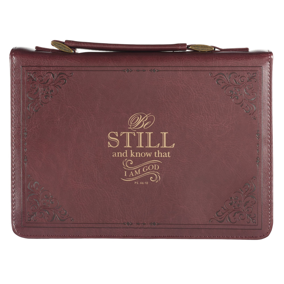 Be Still and Know Burgundy Classic Bible Case, Medium - Re-vived