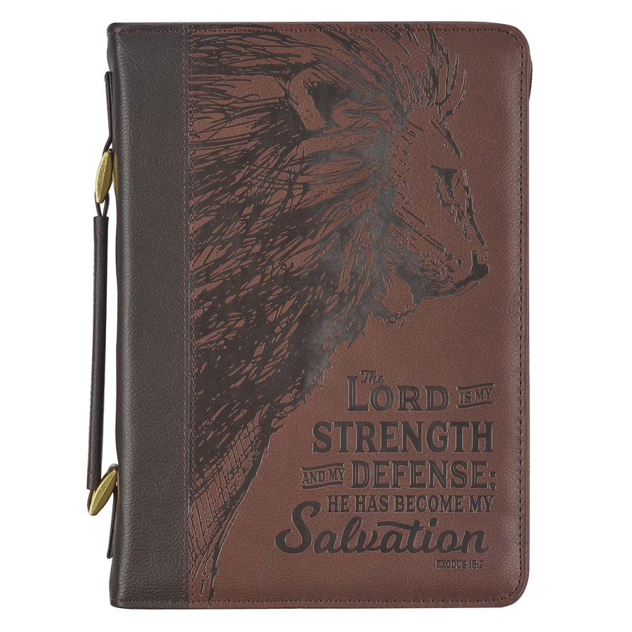 Lord is My Strength Brown Classic Bible Case, Medium - Re-vived