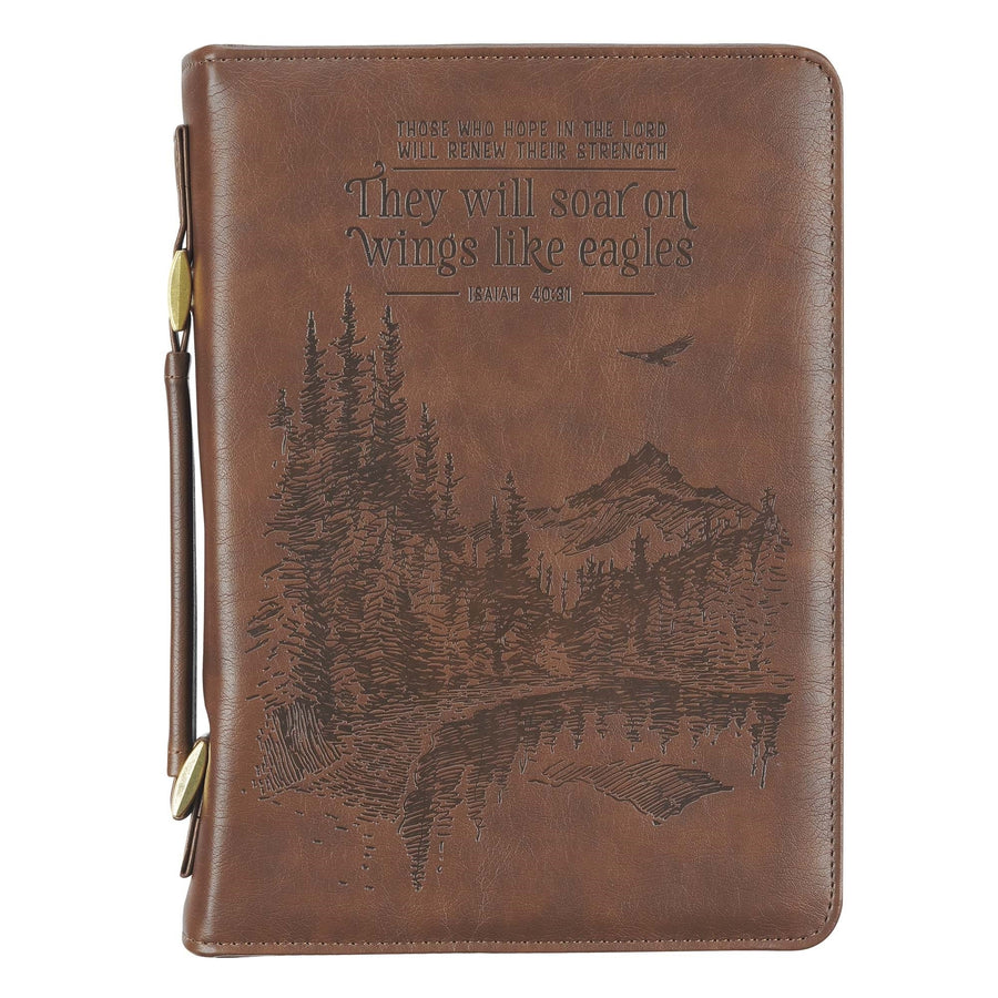On Wings Like Eagles Brown Classic Bible Case, Large - Re-vived